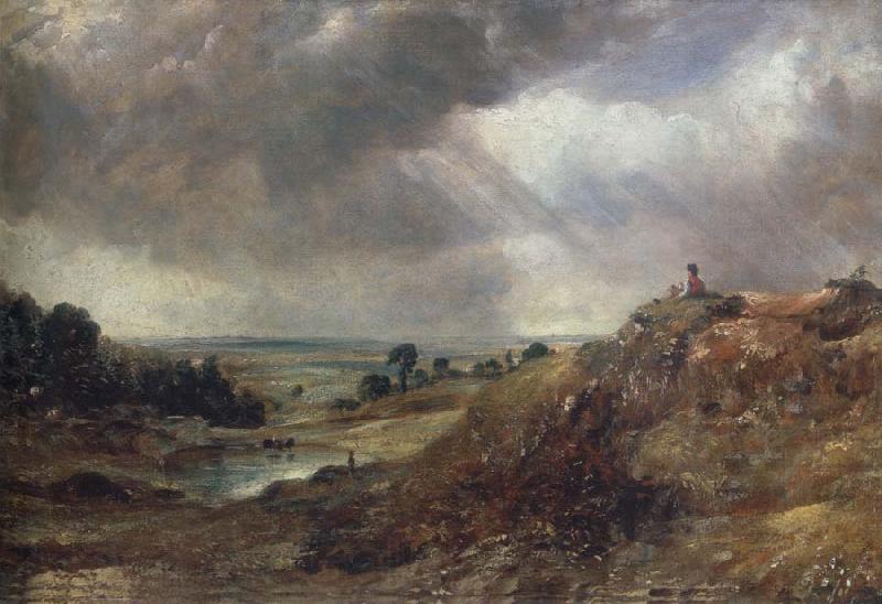 John Constable Branch Hill Pond,Hampstead Heath,with a boy sitting on a bank Spain oil painting art